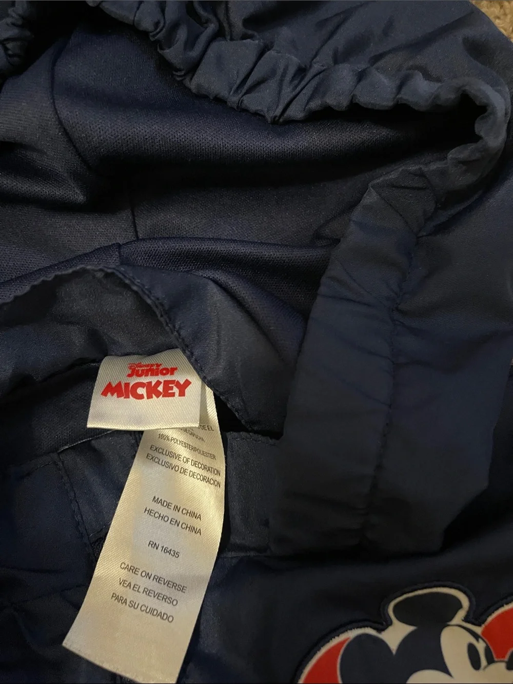 Disney Navy Hooded Mickey Mouse Rain Jacket with Ear Details 3t